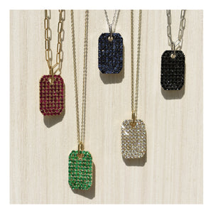 14k Gold & Diamond Pave Dog Tag Necklace