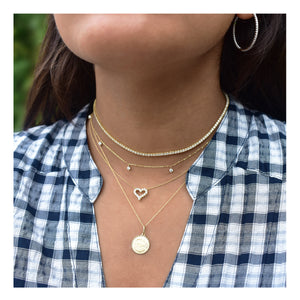 14k Gold & Dangle Diamond Necklace