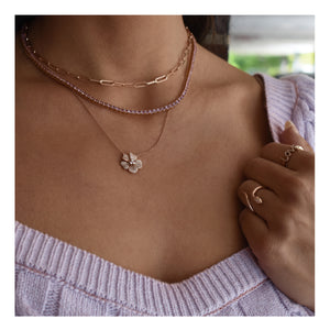 14k Gold & Diamond Flower Necklace