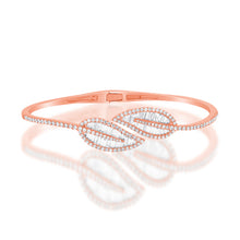 Load image into Gallery viewer, 14k Gold &amp; Diamond Leaf Bangle Bracelet
