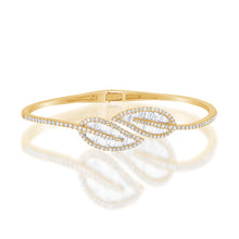 Load image into Gallery viewer, 14k Gold &amp; Diamond Leaf Bangle Bracelet
