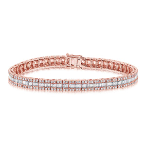 14K Gold Baguette & Round Diamond Tennis Bracelet