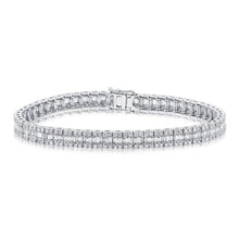 Load image into Gallery viewer, 14K Gold Baguette &amp; Round Diamond Tennis Bracelet