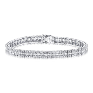 14K Gold Baguette & Round Diamond Tennis Bracelet