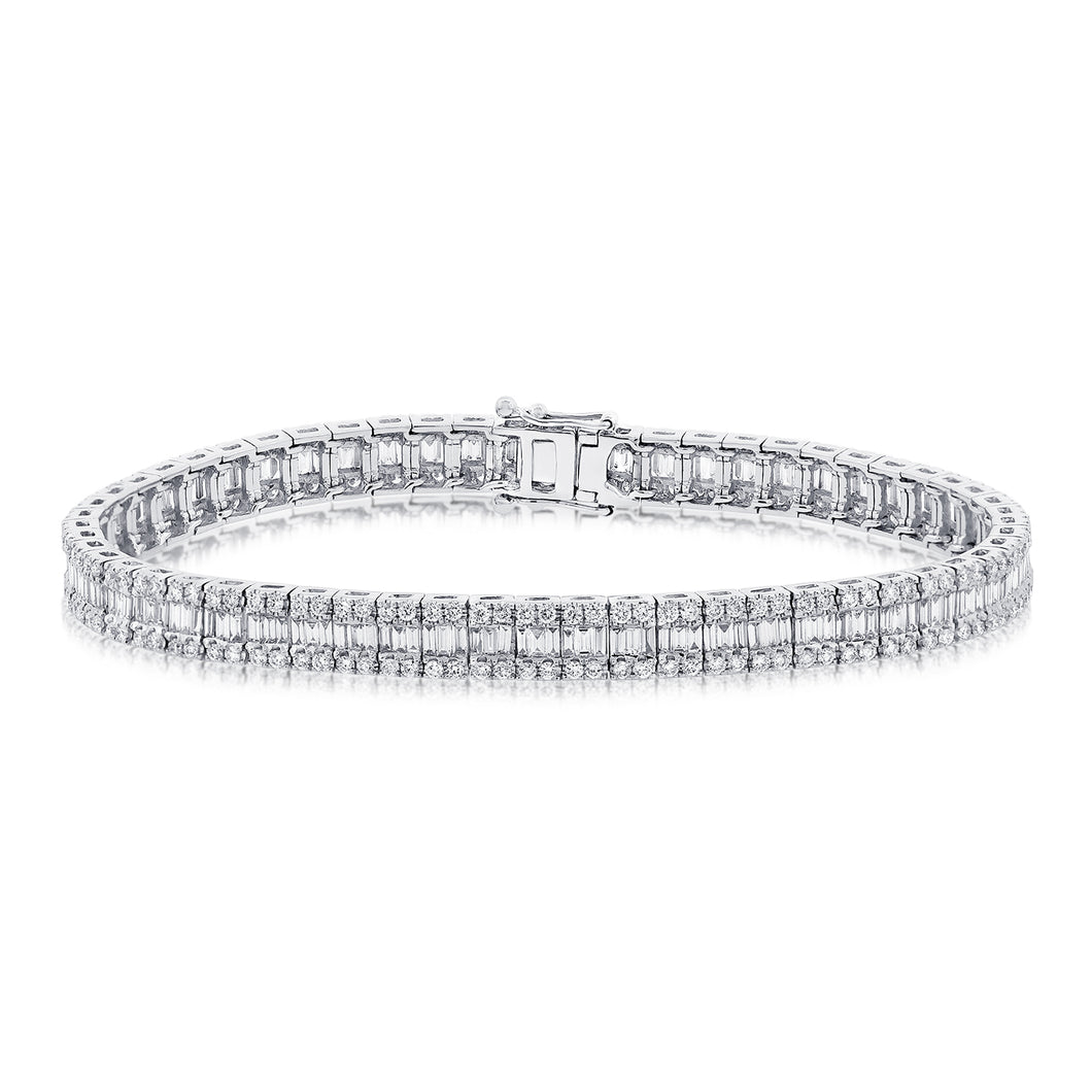 14K Gold Baguette & Round Diamond Tennis Bracelet
