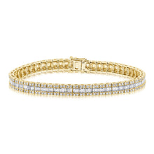 Load image into Gallery viewer, 14K Gold Baguette &amp; Round Diamond Tennis Bracelet