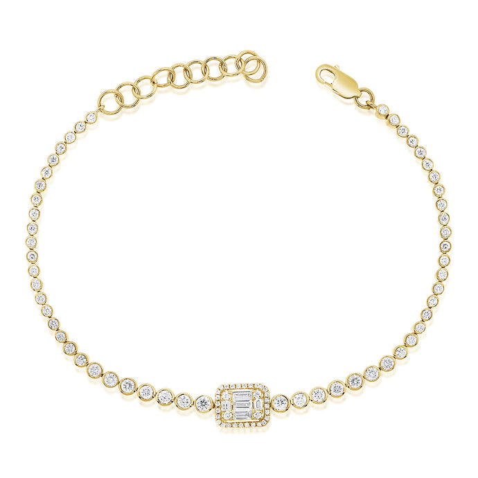 14k Gold & Baguette Diamond Bracelet