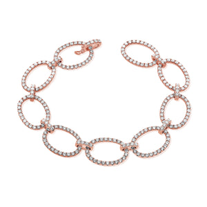 14k Gold & Diamond Oval Link Bracelet