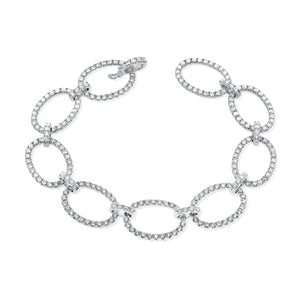 14k Gold & Diamond Oval Link Bracelet