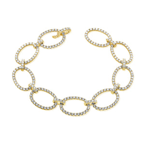 14k Gold & Diamond Oval Link Bracelet