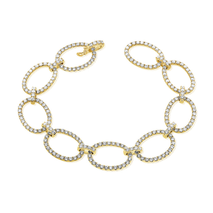 14k Gold & Diamond Oval Link Bracelet