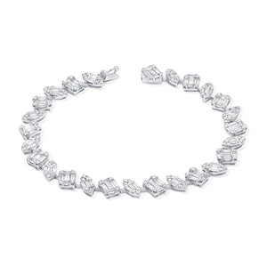 14k Gold Baguette & Round Diamond Bracelet