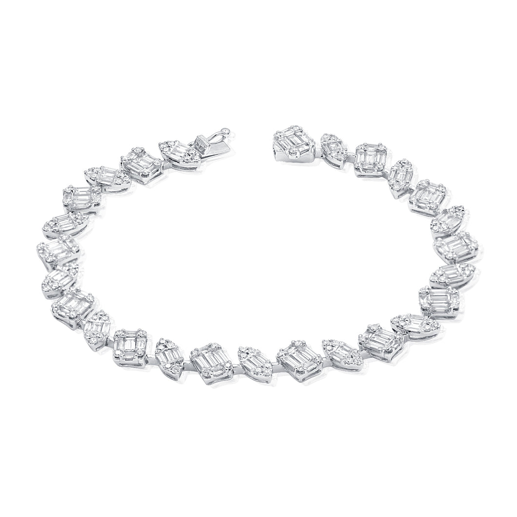 14k Gold Baguette & Round Diamond Bracelet