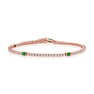 14k Gold Diamond & Emerald Tennis Bracelet