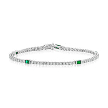 Load image into Gallery viewer, 14k Gold Diamond &amp; Emerald Tennis Bracelet