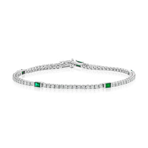 14k Gold Diamond & Emerald Tennis Bracelet