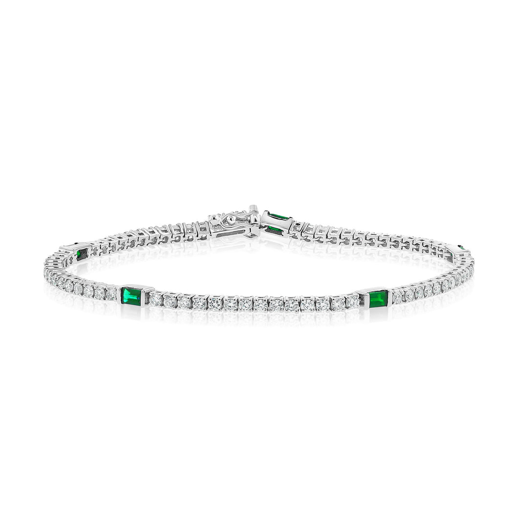 14k Gold Diamond & Emerald Tennis Bracelet