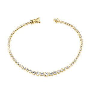 14k Gold Diamond Bezel-Set Tennis Bracelet