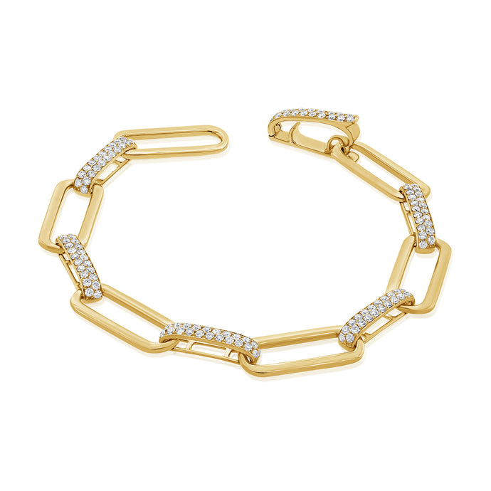 14k Gold & Diamond Paperclip Link Bracelet