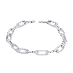 14k Gold & Diamond Paperclip Link Bracelet