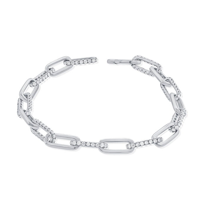 14k Gold & Diamond Paperclip Link Bracelet