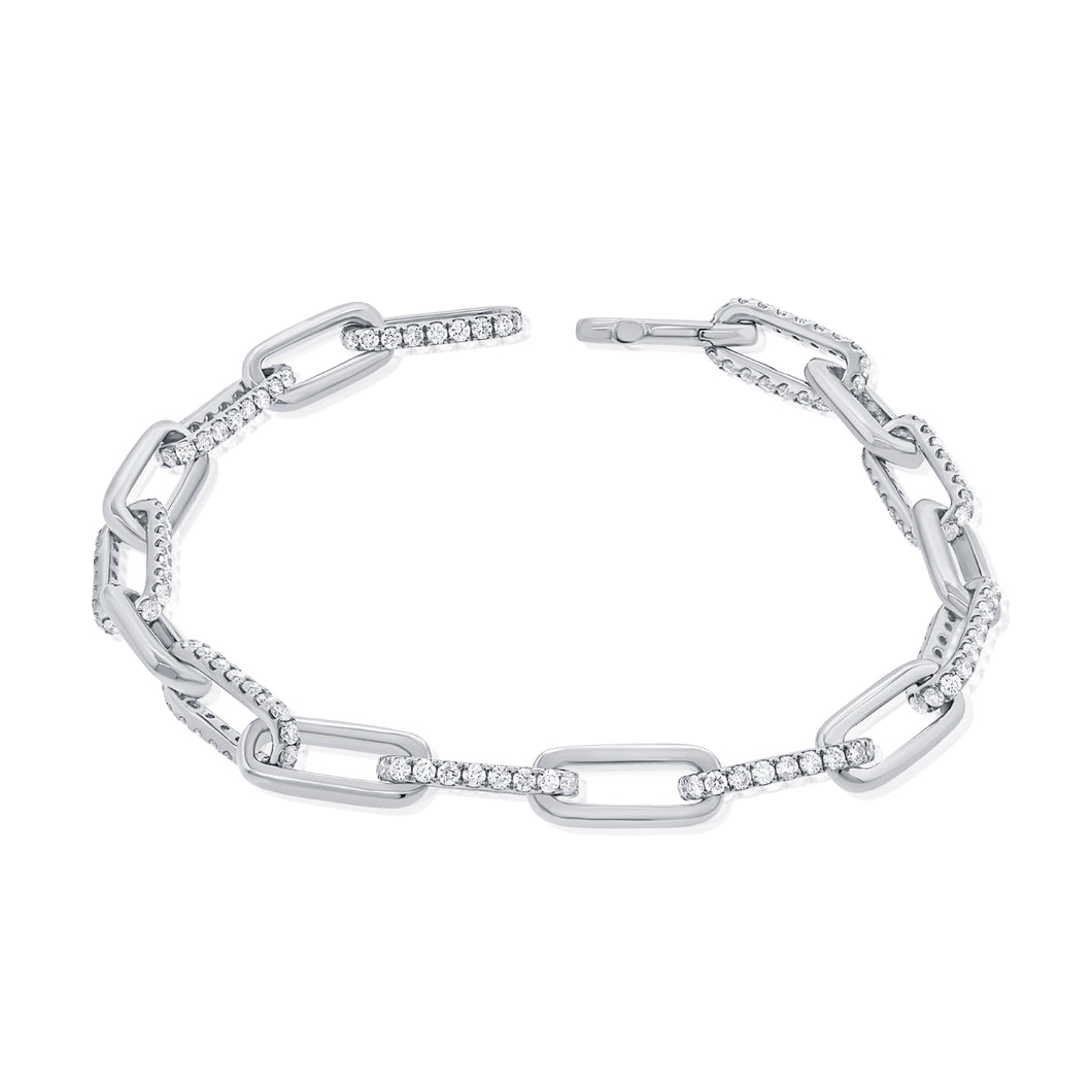 14k Gold & Diamond Paperclip Link Bracelet