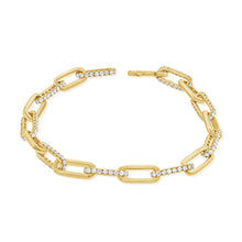 Load image into Gallery viewer, 14k Gold &amp; Diamond Paperclip Link Bracelet