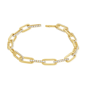 14k Gold & Diamond Paperclip Link Bracelet