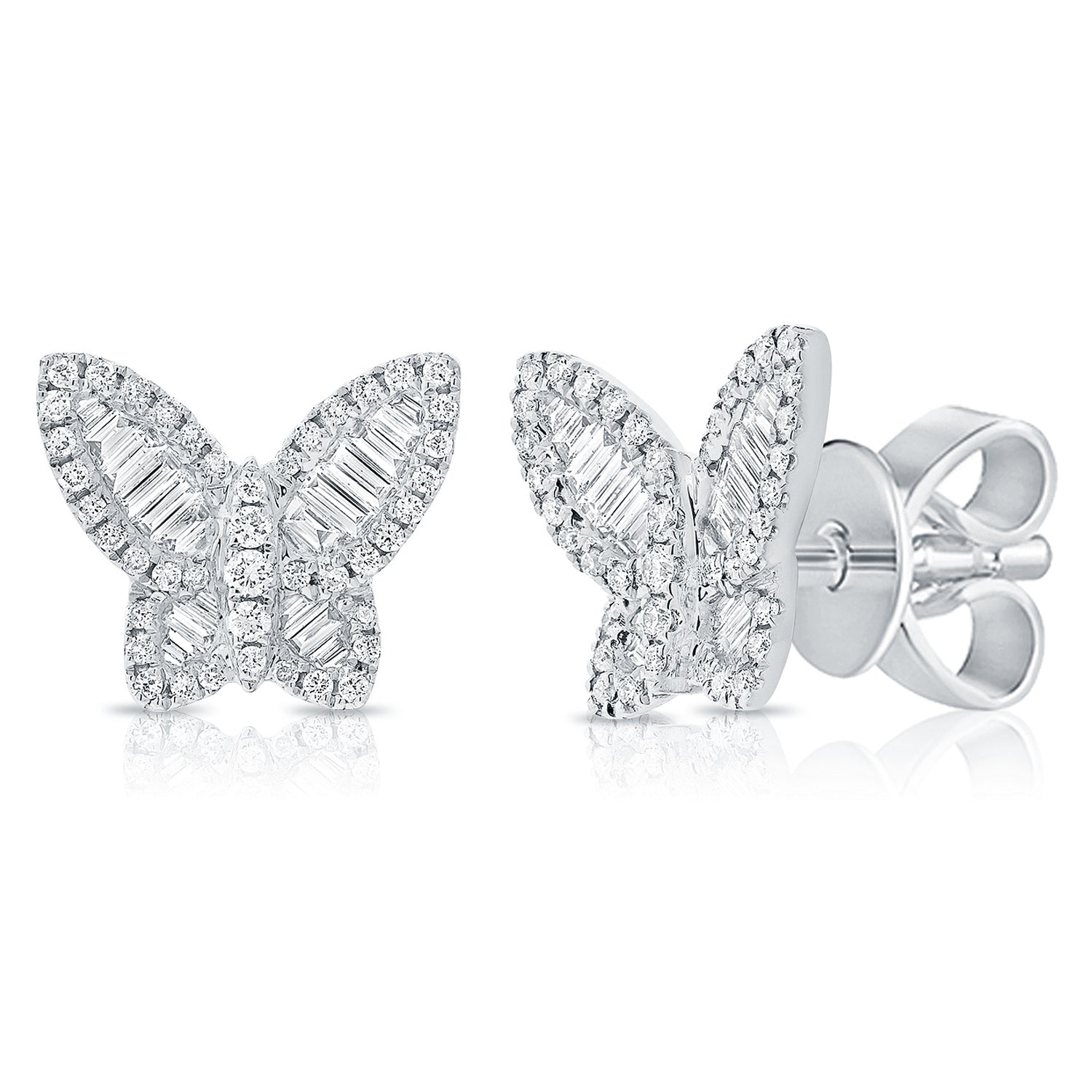 14K White Gold Ear Nuts Butterfly Medium Earring Backs Stamped 14K