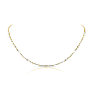 14k Gold & Diamond Choker Tennis Necklace