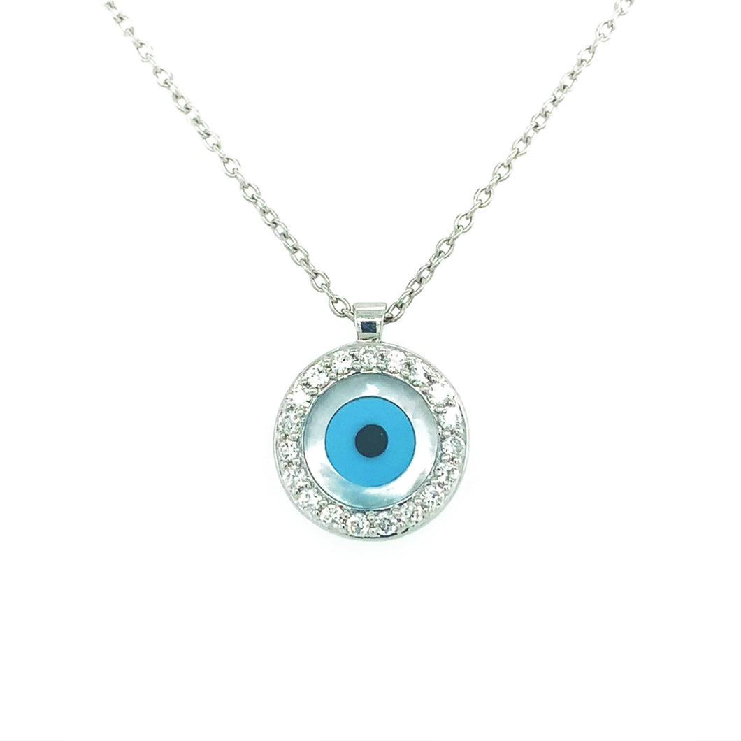 14k Gold & Diamond Evil Eye Necklace