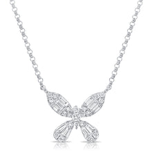 Load image into Gallery viewer, 14k Gold &amp; Baguette Diamond Butterfly Necklace