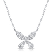 Load image into Gallery viewer, 14k Gold &amp; Baguette Diamond Butterfly Necklace