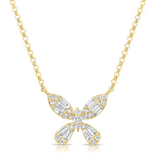 Load image into Gallery viewer, 14k Gold &amp; Baguette Diamond Butterfly Necklace