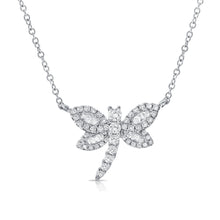 Load image into Gallery viewer, 14k Gold &amp; Baguette Diamond Dragonfly Necklace