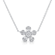 Load image into Gallery viewer, 14k Gold &amp; Diamond Baguette Flower Necklace