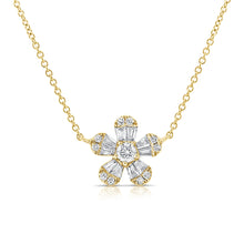 Load image into Gallery viewer, 14k Gold &amp; Diamond Baguette Flower Necklace