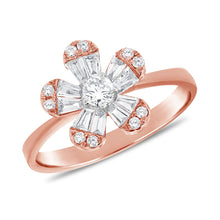 Load image into Gallery viewer, 14k Gold &amp; Diamond Baguette Flower Ring