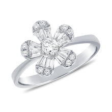 Load image into Gallery viewer, 14k Gold &amp; Diamond Baguette Flower Ring