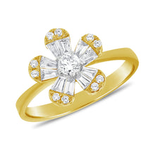 Load image into Gallery viewer, 14k Gold &amp; Diamond Baguette Flower Ring