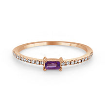 Load image into Gallery viewer, 14k Gold &amp; Birthstone Baguette Stackable Ring