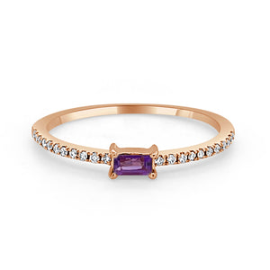 14k Gold & Birthstone Baguette Stackable Ring