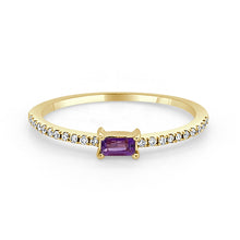 Load image into Gallery viewer, 14k Gold &amp; Birthstone Baguette Stackable Ring