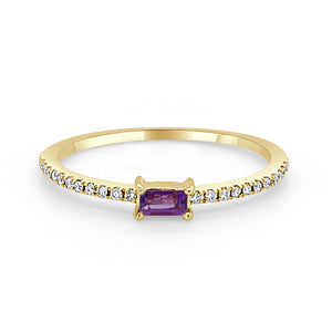 14k Gold & Birthstone Baguette Stackable Ring