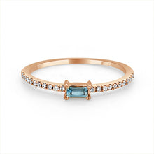 Load image into Gallery viewer, 14k Gold &amp; Birthstone Baguette Stackable Ring