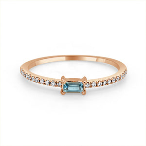 14k Gold & Birthstone Baguette Stackable Ring