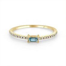 Load image into Gallery viewer, 14k Gold &amp; Birthstone Baguette Stackable Ring