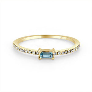 14k Gold & Birthstone Baguette Stackable Ring