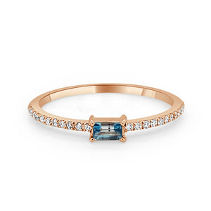 14k Gold & Birthstone Baguette Stackable Ring