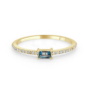 14k Gold & Birthstone Baguette Stackable Ring